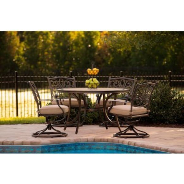 Almo Fulfillment Services Llc Hanover® Monaco 5 Piece Patio Dining Set w/ 4 Swivel Rockers MONDN5PCSW-4